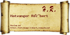 Hatvanger Róbert névjegykártya